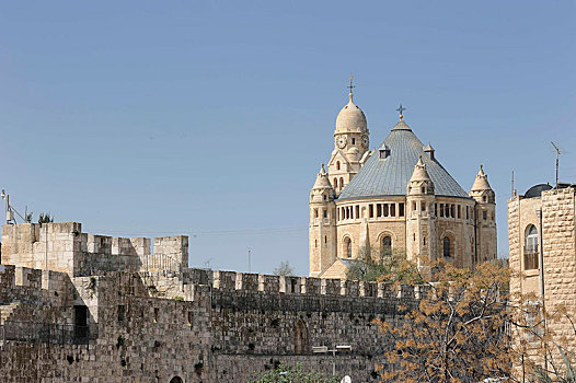 教堂,锡安山,风景,历史名城,墙壁,耶路撒冷,以色列,中东,亚洲
