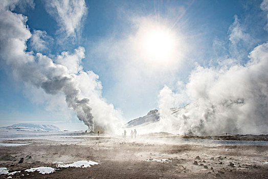 喷气孔,上升,蒸汽,地热,区域,纳玛斯克德,北方,冰岛,欧洲