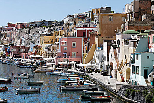 渔港,码头,岛屿,那不勒斯湾,坎帕尼亚区,意大利南部,意大利,欧洲
