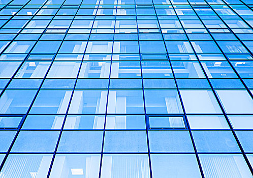 现代办公室,建筑,远景,蓝色,玻璃