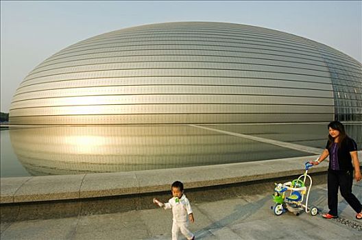 中国,北京,国家,剧院,国家大剧院,设计,法国人,建筑师,玻璃,钛,2007年