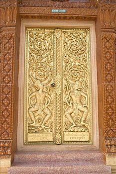 泰国,错综复杂,特写,雕刻,金庙,印度,门