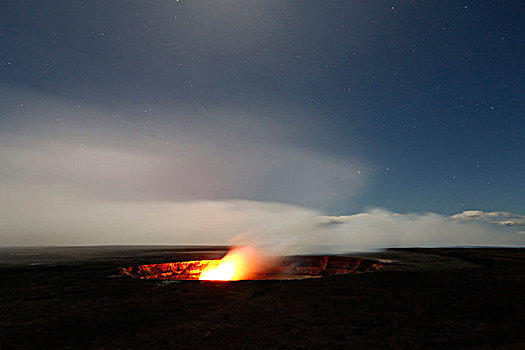 发光,夜晚,夏威夷火山国家公园,夏威夷大岛,夏威夷,美国
