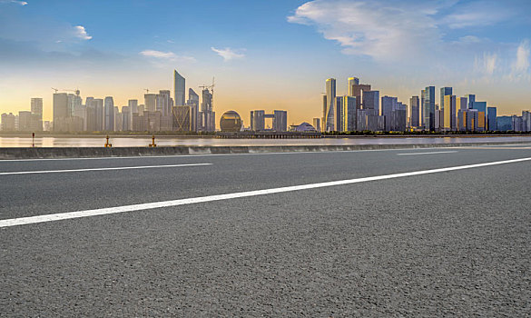 道路交通和杭州钱江新城建筑景观