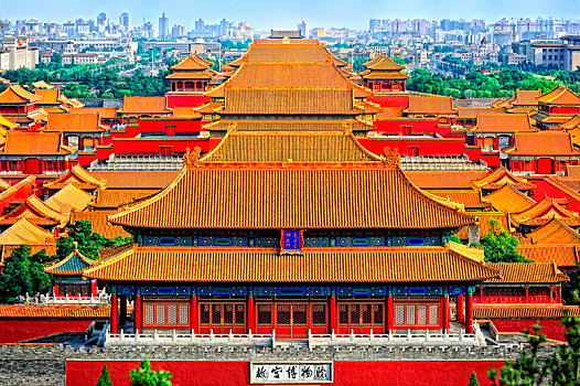 俯视北京故宫神武门