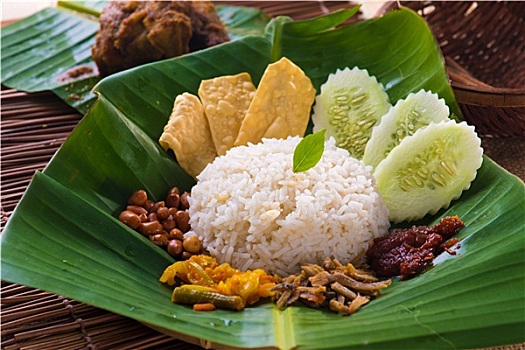 传统,马来,咖哩,拌饭,香蕉叶