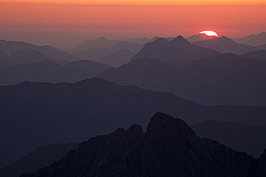 风景,早晨,亮光,山,提洛尔,奥地利