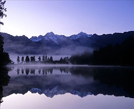 湖,奥拉基,库克山,反射,水面,南阿尔卑斯山,南岛,新西兰