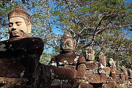 石刻,神,吴哥窟,柬埔寨