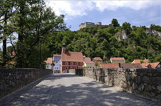 石桥,城堡,遗址,巴伐利亚,德国,欧洲
