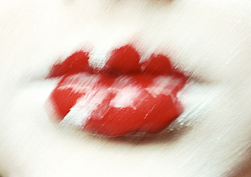 女人,嘴唇,涂绘,白色,红色,特写
