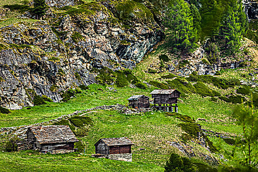 山,小屋,乡村,靠近,策马特峰,瑞士