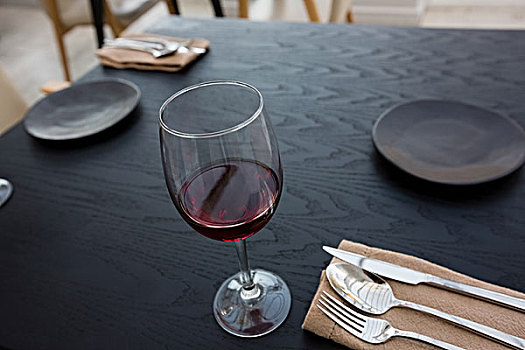 红酒,玻璃杯,桌上,餐馆,俯拍
