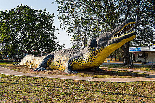 大,雕塑,鳄鱼,金伯利,西澳大利亚州