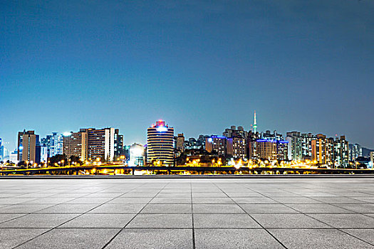城市,天际线,首尔,夜晚,空,地面