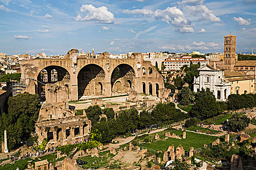 风景,古罗马广场,遗址,花园,大教堂,罗马,意大利