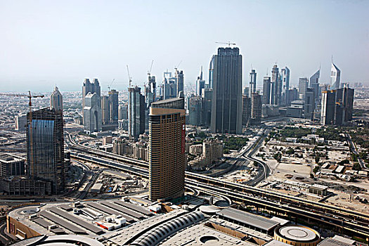 风景,迪拜,商场,正面,天际线,建筑,酋长,道路,市区,阿联酋,中东