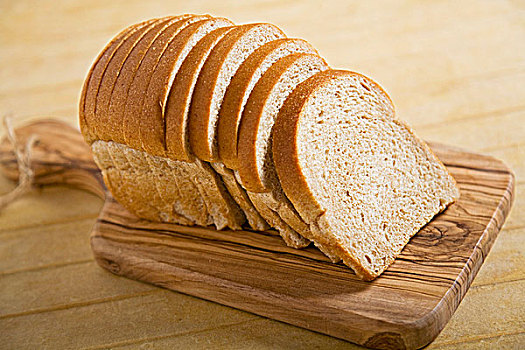 面包,切片,小麦面包,案板