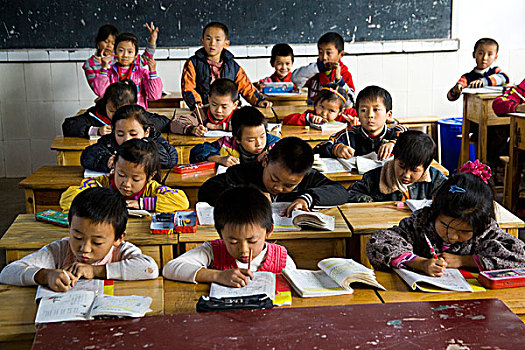 小学,教室,乡村,户外,万州,中国