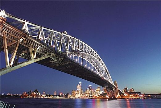 光亮,海港大桥,夜晚,悉尼,澳大利亚
