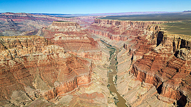 风景,全景,石头,峡谷,科罗拉多河,航拍,南缘,大峡谷国家公园,亚利桑那,美国,北美