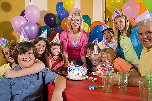 母亲,切,生日蛋糕,聚会