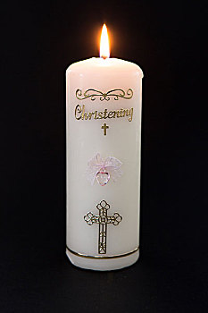照亮,白色,洗礼仪式,蜡烛,粉色,特写,黑色背景,背景