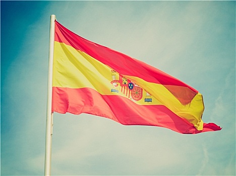 复古,看,旗帜,西班牙