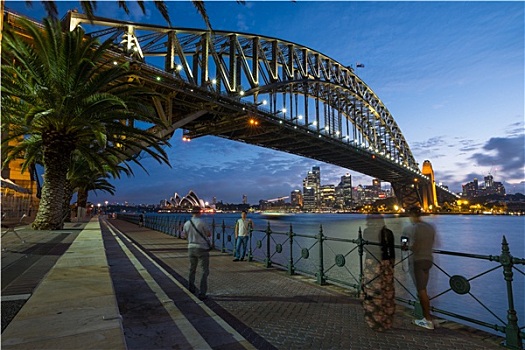 人,拍照,悉尼海港大桥,黄昏