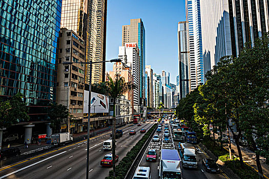 现代城市街道,香港,中国