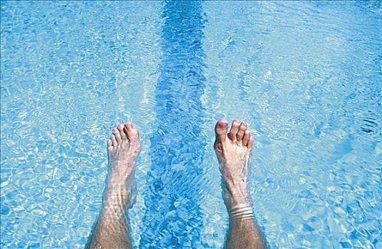 脚,游泳池,放松,假日,夏天,健康