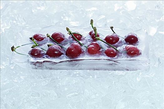 樱桃,冰冻,冰块