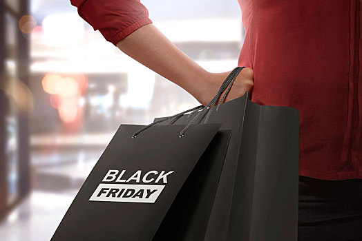 购物,女人,拿着,黑色,星期五,纸袋