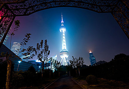 上海,十一月,夜景,珍珠,塔,中国,一个,上面,魅力