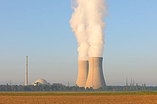 核电站,冷却塔,巴伐利亚,德国,欧洲