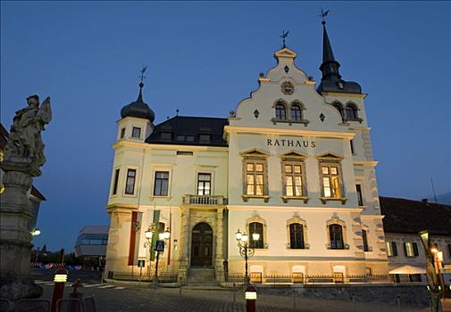 市政厅,晚上,东方,施蒂里亚,奥地利