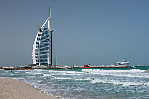 阿联酋,迪拜,地区,帆船酒店,最高,酒店,世界,站立,上方,水,大幅,尺寸