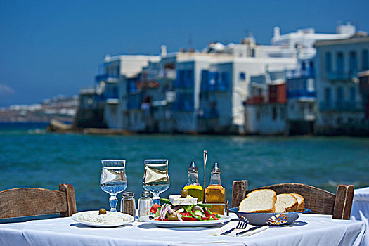 餐馆,小威尼斯,米克诺斯岛,基克拉迪群岛,希腊
