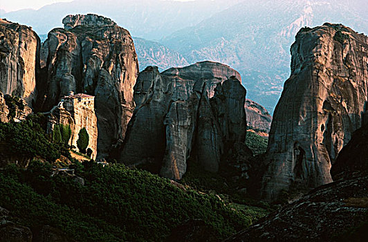 寺院,悬崖,希腊