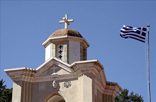 钟楼,旗帜,寺院,塞浦路斯,欧洲