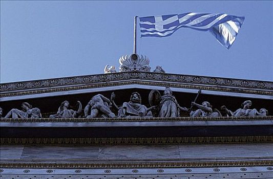 首府,欧洲,希腊,雅典,摆动,旗帜,屋顶,国家
