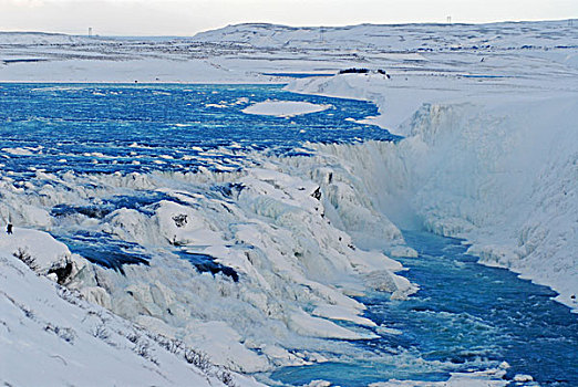 iceland,gullfoss,view,on,icy,waterfall