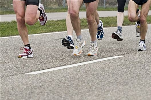 马拉松,跑步者,特写,腿,鞋,2009年,巴登符腾堡,德国