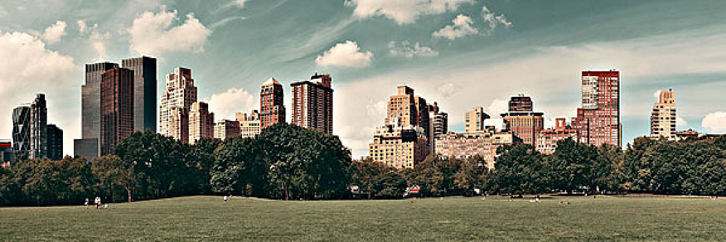 中央公园,春天,天际线,曼哈顿中城,纽约