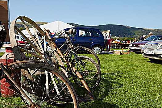 选择,旧式,自行车,轮子,边缘,老,牛奶,出售,跳蚤市场