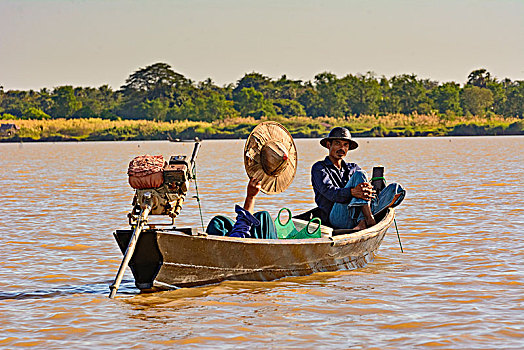 船,河,孟邦,缅甸