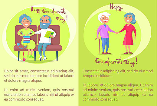 高兴,祖父母,白天,老年,夫妻,走,一起,海报,老人,女士,男性,棍,握手,坐,椅子,矢量,插画