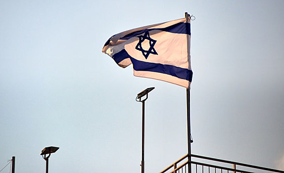 以色列国旗,吹,风,耶路撒冷