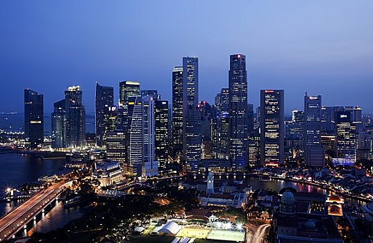 新加坡,城市天际线,中央商务区,夜晚