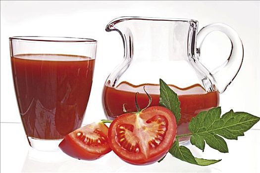 番茄汁,玻璃杯,罐,切削,新鲜,西红柿,正面